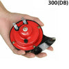 A hand holds a red electric snail horn with a train-like sound, labeled 300dB.