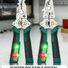 A Tuosen foldable digital wire stripper tool in green and silver is shown against a blurred background.