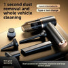 A portable wireless vacuum cleaner with multiple attachments is shown on a surface, highlighting its cleaning features.