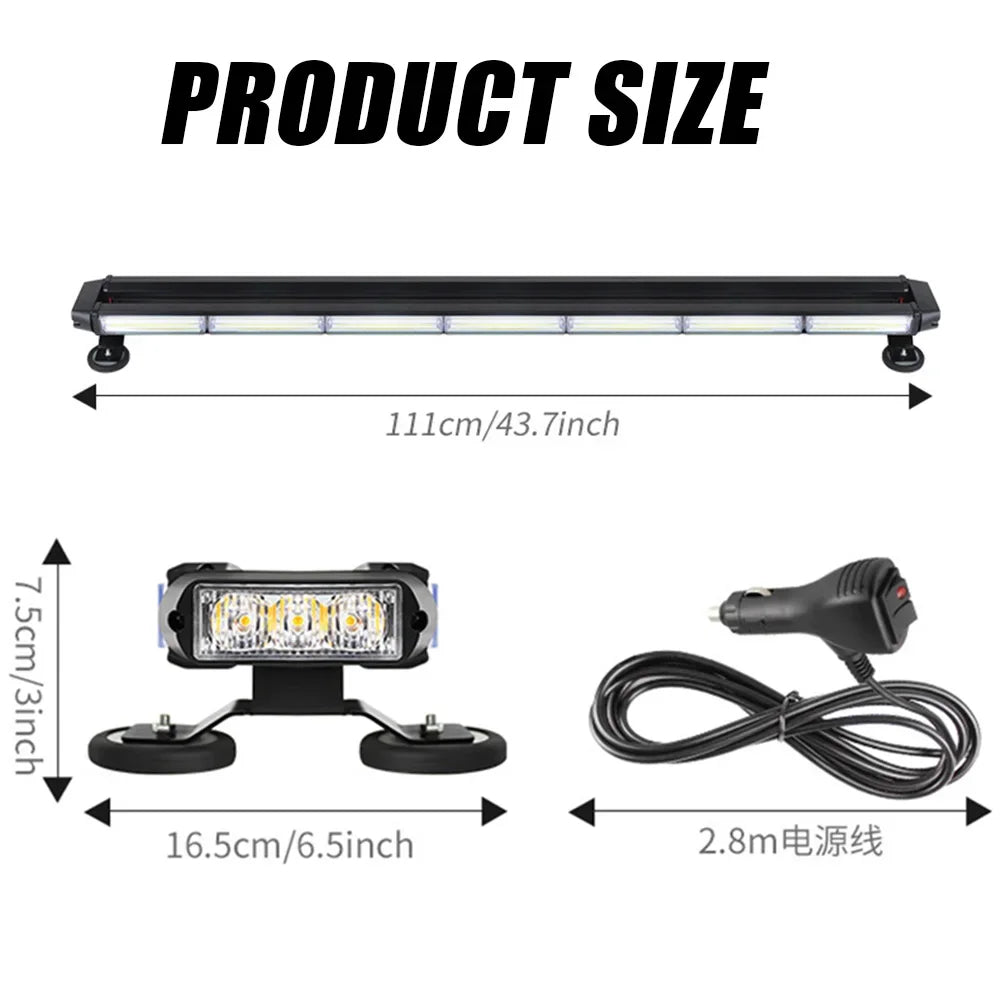 Barra de luz estroboscópica LED para techo de uso pesado, de 111 cm de largo y con cable de alimentación adjunto.