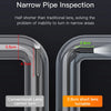 A comparison showing a conventional lens and a 2.9cm short lens for narrow pipe inspection.