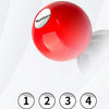 A close-up of a red spherical button with the word Numbers visible, next to numbered buttons 1 through 9.