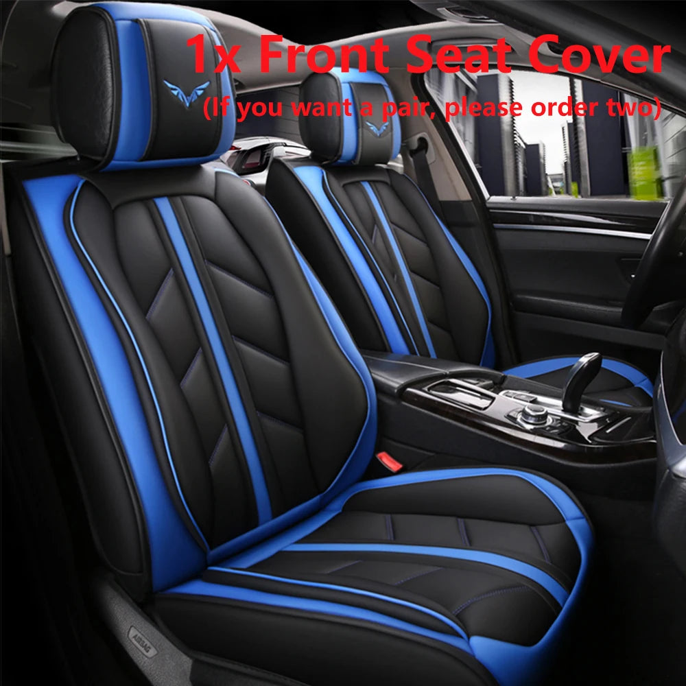 Schwarzes und blaues Sitzbezug in der Auto-Innenausstattung, zeigt das Design für universelle Hyundai-Modelle.