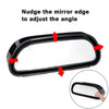 Instructions showing how to adjust the angle of an adjustable wide-angle convex side mirror's mirror edge.
