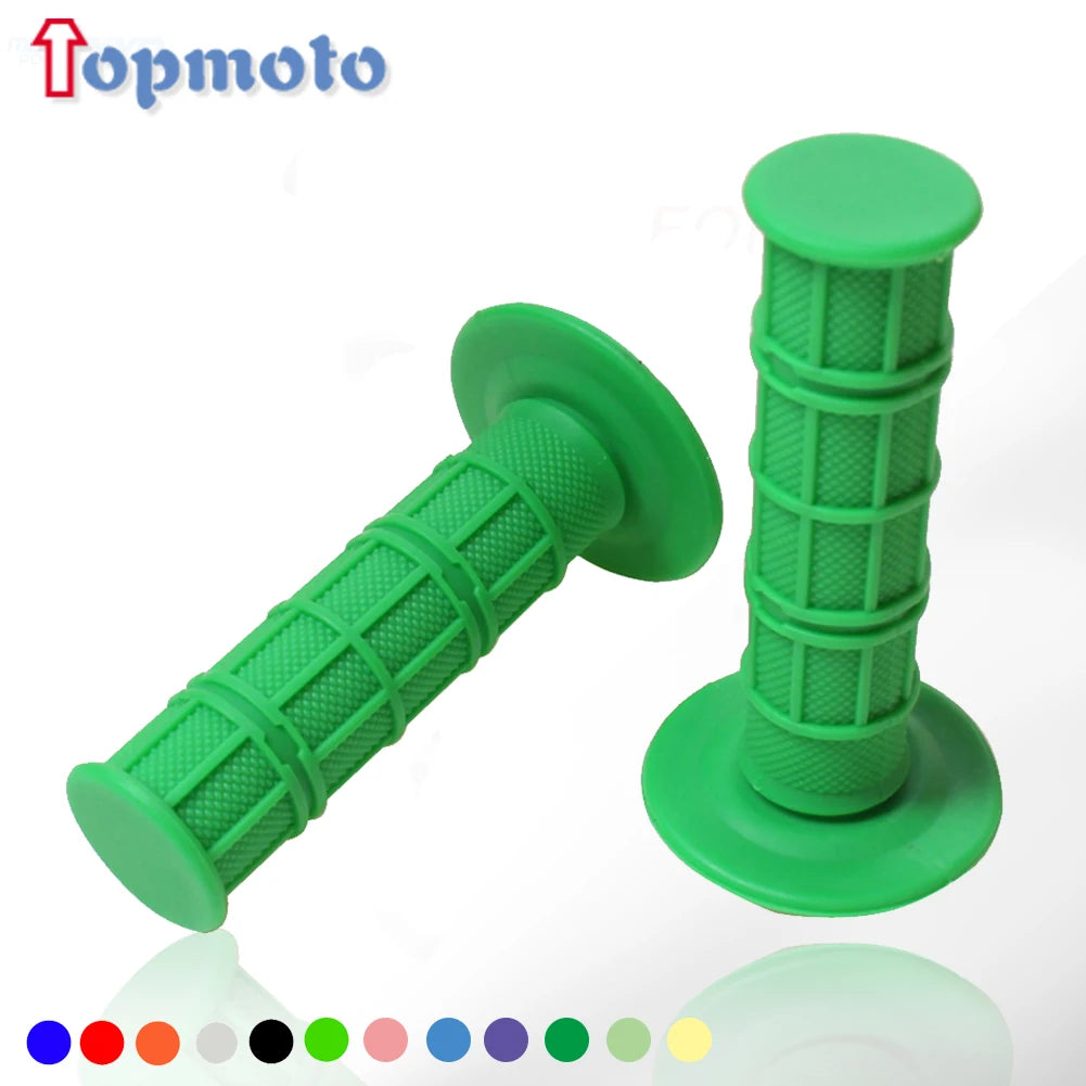 Green gel rubber handlebar grips with textured cylindrical handles and flat bases