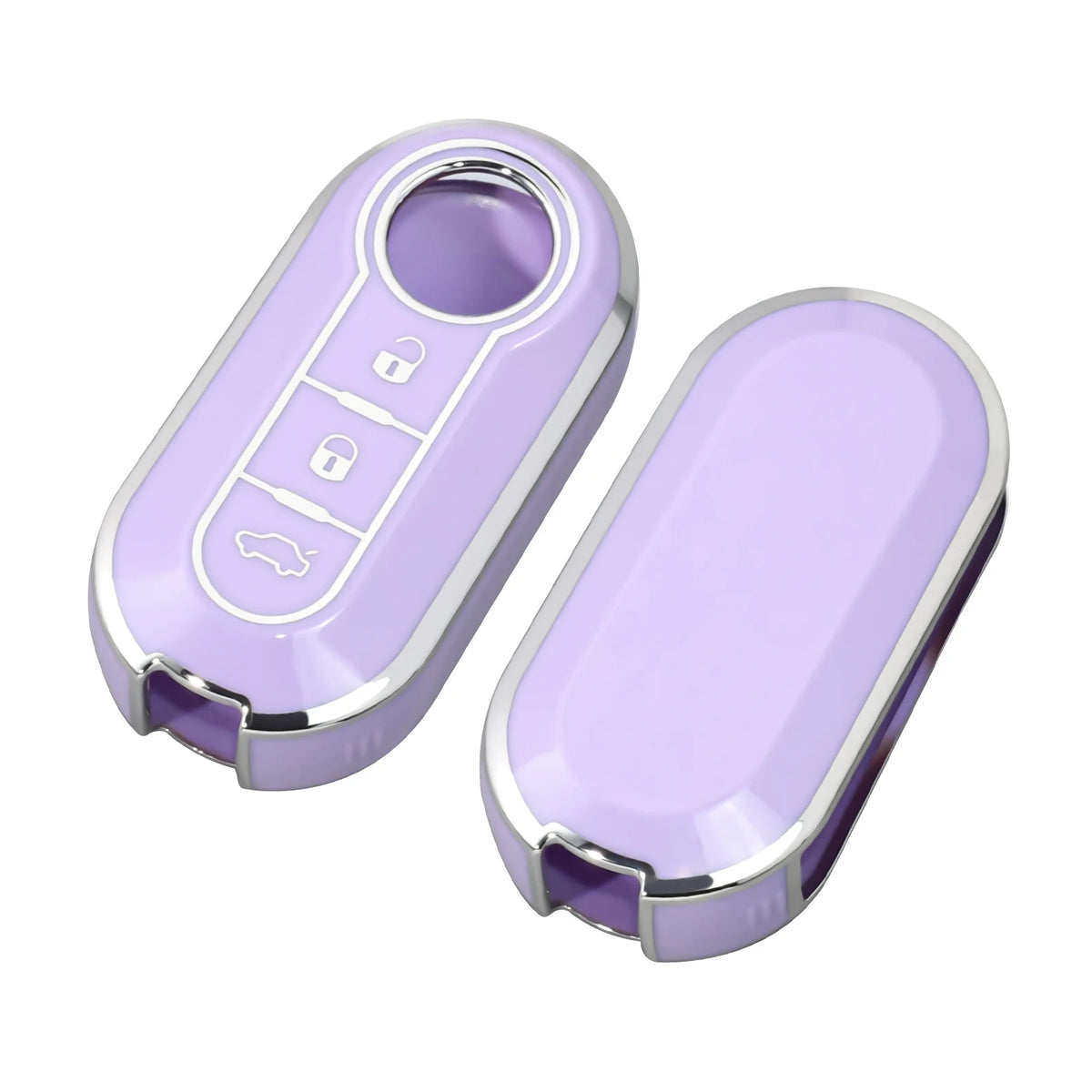 Housse de clé en cuir luxe violette pour Fiat, Citroën et Lancia.