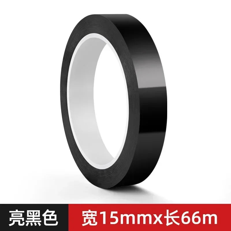 Roll of black glossy anti-scratch window trim decals measuring 15mm thick and 66 meters long