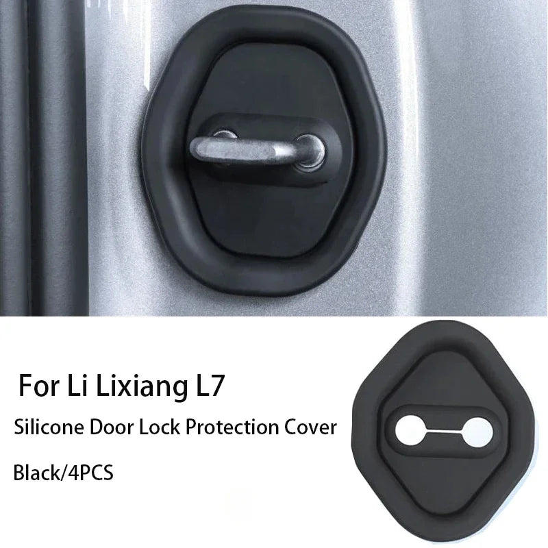 Black silicone door lock protection cover for Li Lixiang L7 car door.