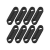 A set of eight black silicone car door lock covers or anti-vibration pads.