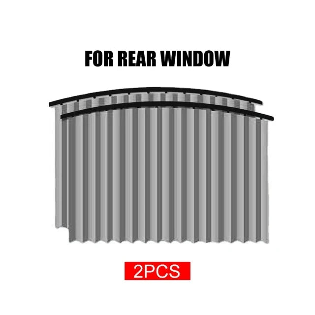 Two gray magnetic car window sun shades designed for rear windows.