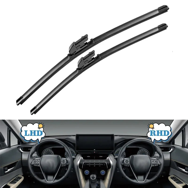 A set of complete wiper blades for a Subaru Forester, showing the blades and mounting arms.