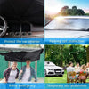 Various uses of a retractable car sunshade including interior protection, parking shade, rain emergency cover, and temporary 