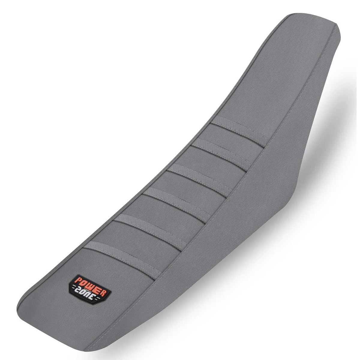 Gray ribbed motorcycle seat cover for a universal fit.
