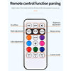 A smartphone screen displays a remote control function parsing interface for car lights.