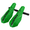 Kit de protection universel pour guidon de moto vert avec quincaillerie de montage noire.