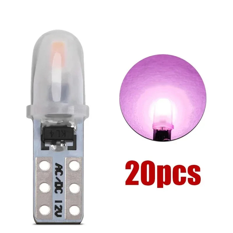 A set of 20 T5 LED dashboard and license plate bulbs, including the bulb and mounting base.
