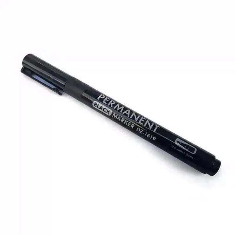 A black permanent marker pen is shown diagonally against a white background.