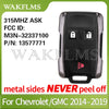 Black universal remote key for Chevrolet/GMC trucks with ASK FCC ID and part number