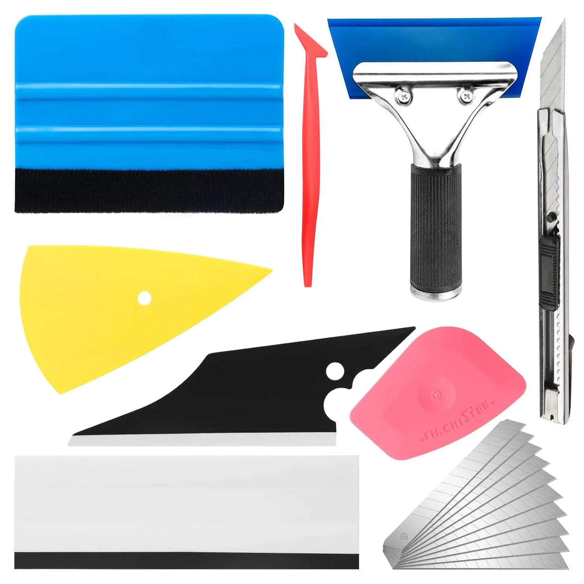 Kit profesional de herramientas para vinilo y tintado de ventanas, incluye aplicador de espuma, espátula, cuchilla y varios