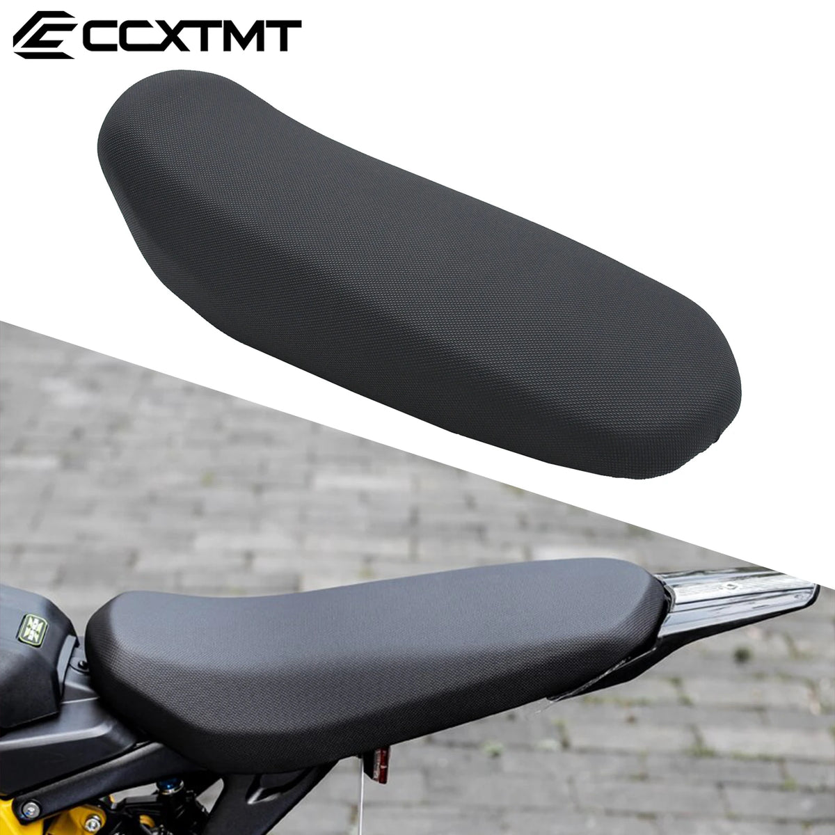 A black motorcycle seat cushion for a Sur-Ron Light Bee X or S, shown in a close-up view.