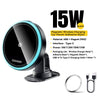 حامل شحن لاسلكي مغناطيسي أسود للسيارة بقدرة 15 واط وملحقاته
