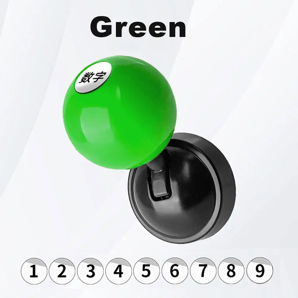 A green button with Chinese characters is shown next to a black cover, labeled as a personalized lucky number car start butto