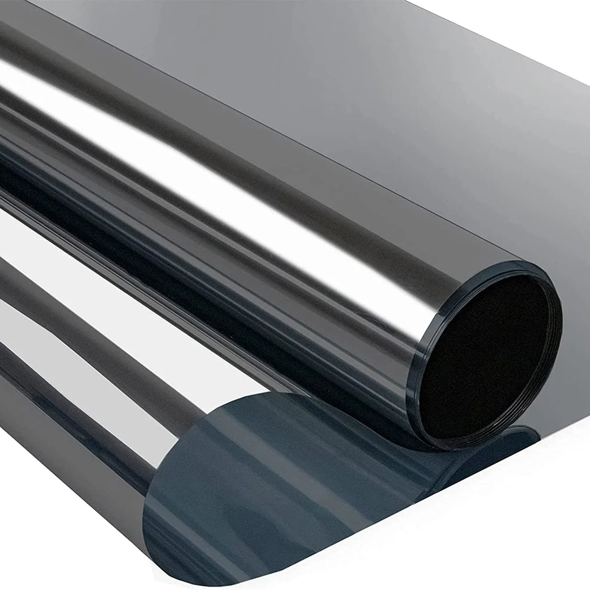 Roll of silver reflective privacy window film with UV and heat control rolled up