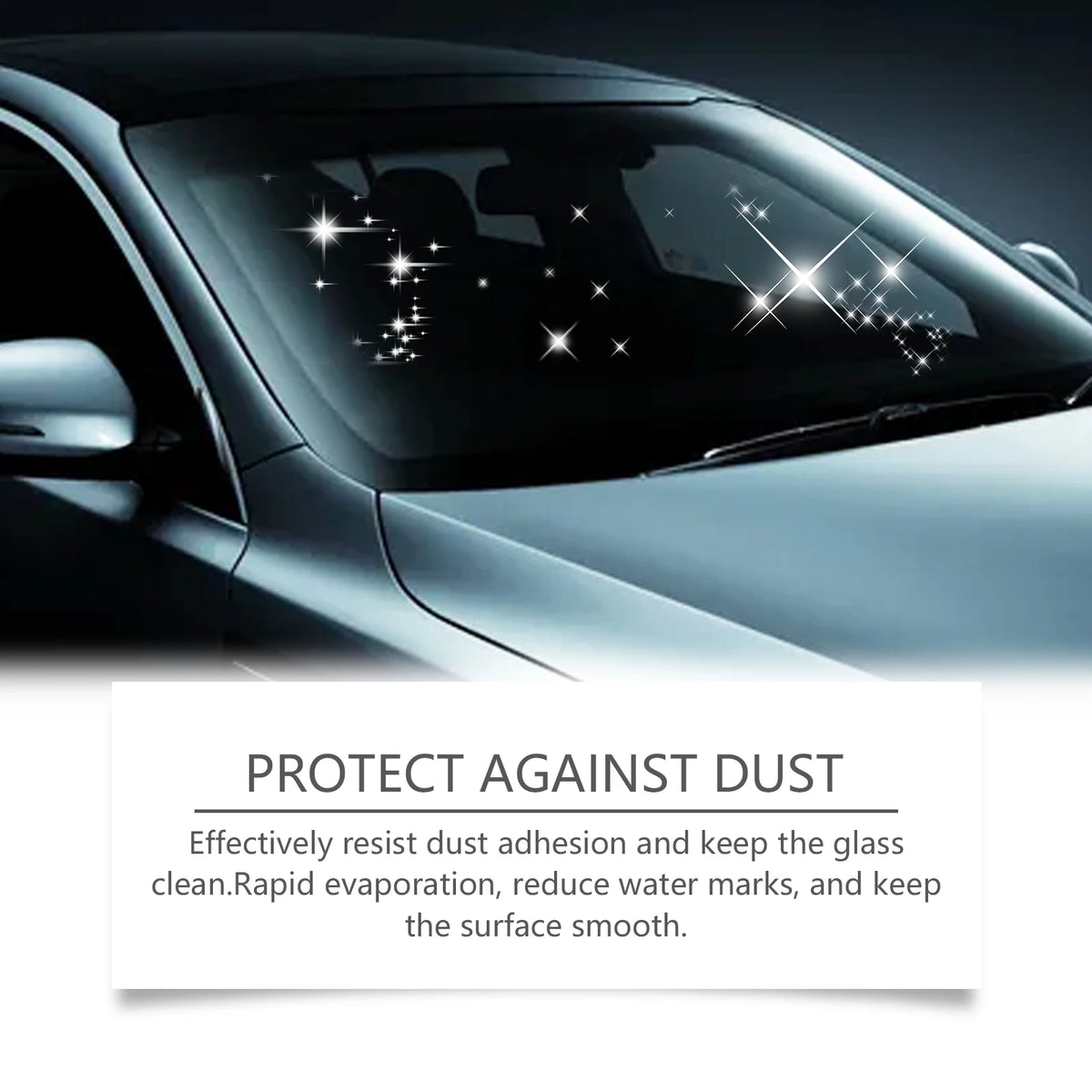 Close-up of a car window showing dust resistance and smooth glass surface.