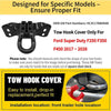 A black tow hook cover designed for Ford Super Duty trucks, intended for easy installation.