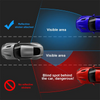 Diagram showing reflective stickers on a car door, illustrating visible and blind spots.