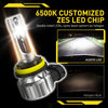 A bright Auxito LED chip headlight bulb compared to a traditional halogen bulb.
