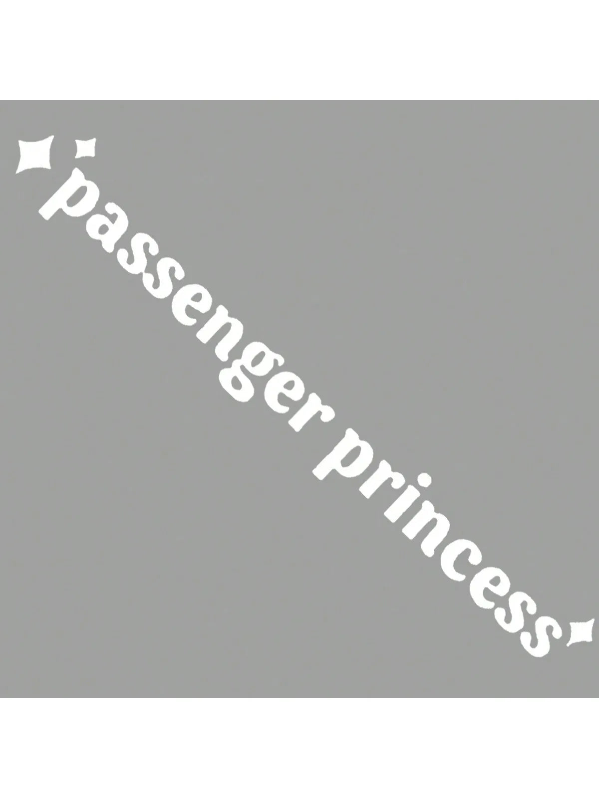 A white decal with the text passenger princess is shown on a gray background.