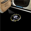 Car door shadow light projector illuminating the interior of an Infiniti vehicle door.