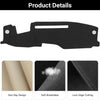 Black universal dash cover for Chevy Silverado and GMC Sierra showing non-slip design, soft breathable material, and lock edg