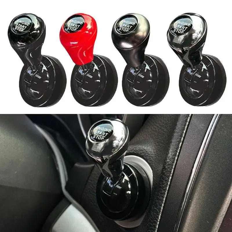 A set of universal metal engine start stop levers in black and red colors.
