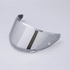 A clear anti-fog visor designed for motorcycle helmets, shown in a reflective silver finish.