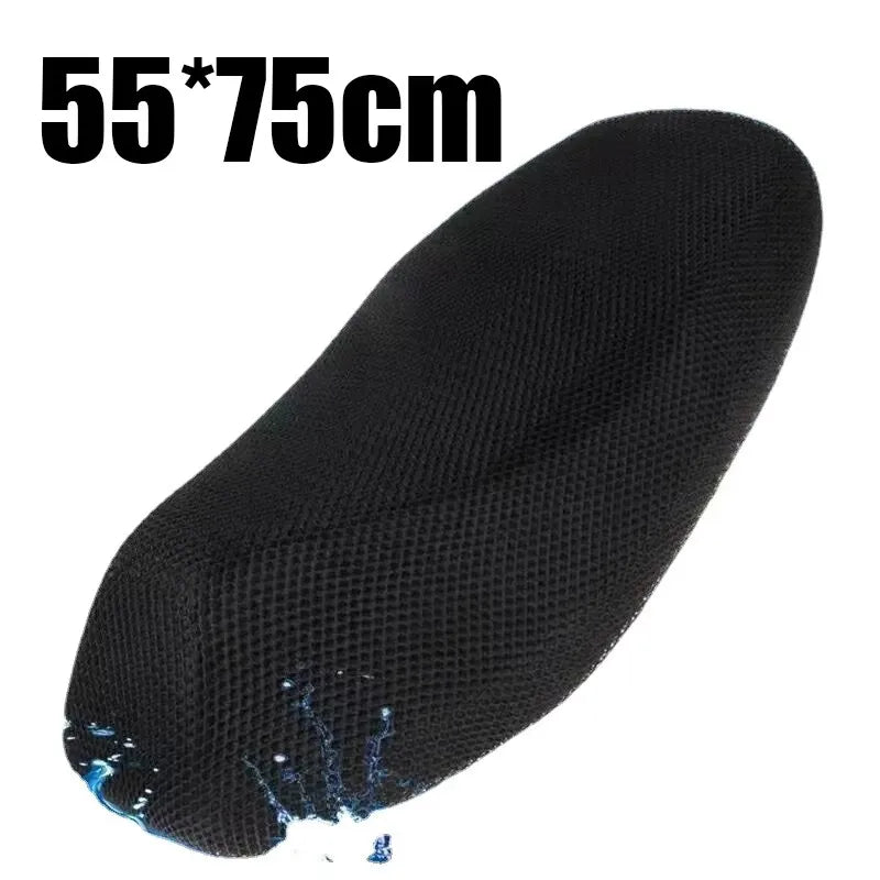 Black 3D mesh motorcycle seat covers measuring 55x75cm