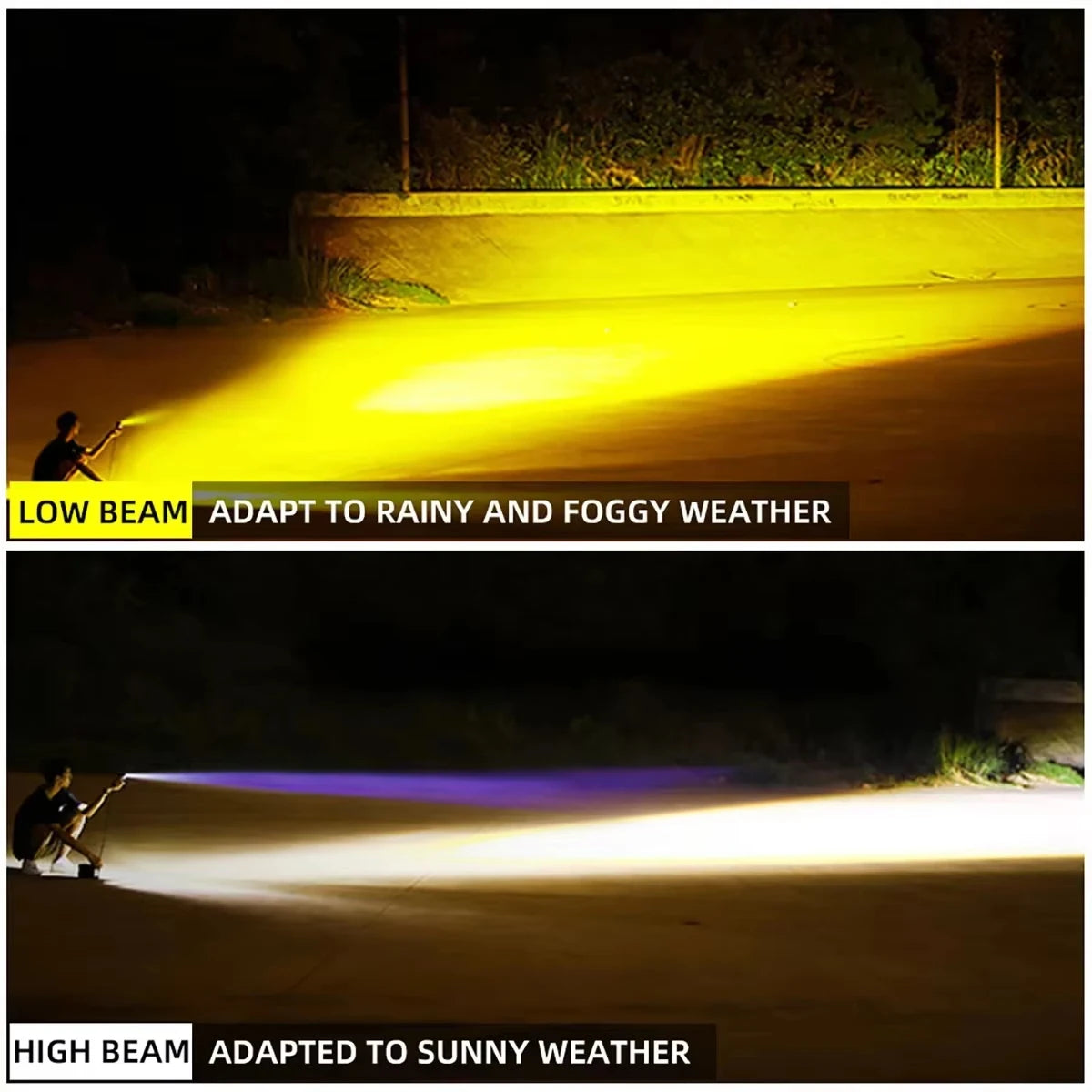 Dual-Color LED Spotlight Headlight for Vehicles