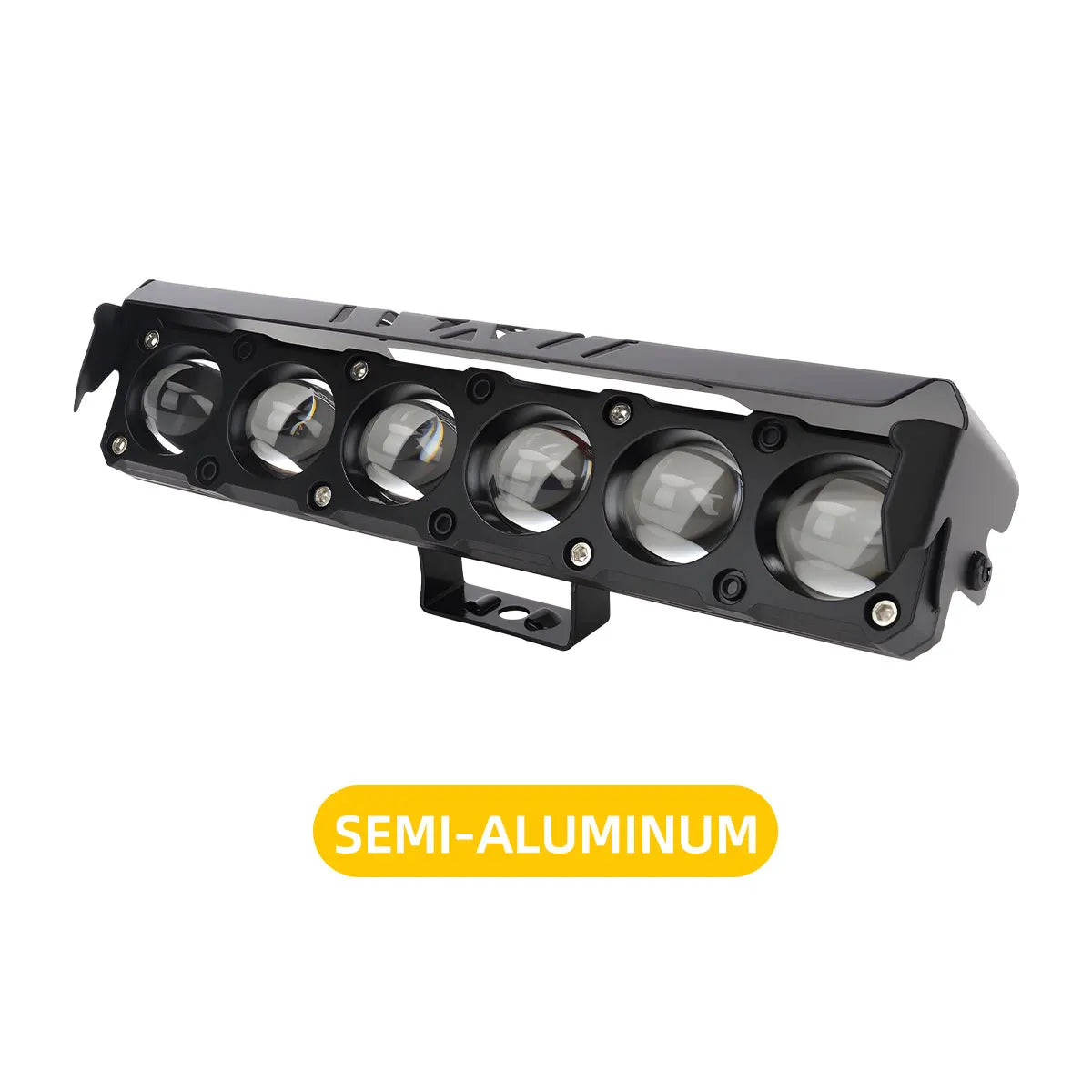Black semi-aluminum LED off-road spotlight headlight with multiple projector lenses