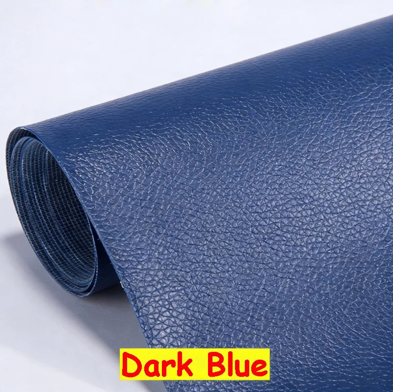 A roll of dark blue heavy duty self-adhesive PU leather repair patches.