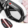 A set of black and red sports rain deflectors for a car side mirror.