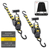 Black and yellow heavy duty automatic retractable ratchet strap with T-handle for cargo