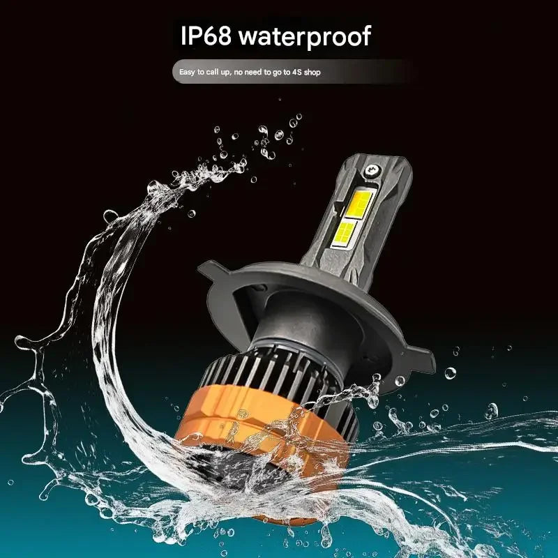 Ensemble de phare LED automobile étanche testé sous jet d'eau.