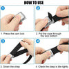 Instructions showing how to use a heavy-duty cam buckle tie-down strap with rust-resistant alloy buckles.