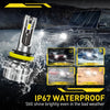 A bright LED light bar mounted on a vehicle, demonstrating its waterproof performance in various bad weather conditions.