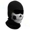 Balaclava noire couvrant tout le visage avec un motif de crâne blanc
