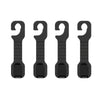 Three black universal car seat back headrest storage hooks.
