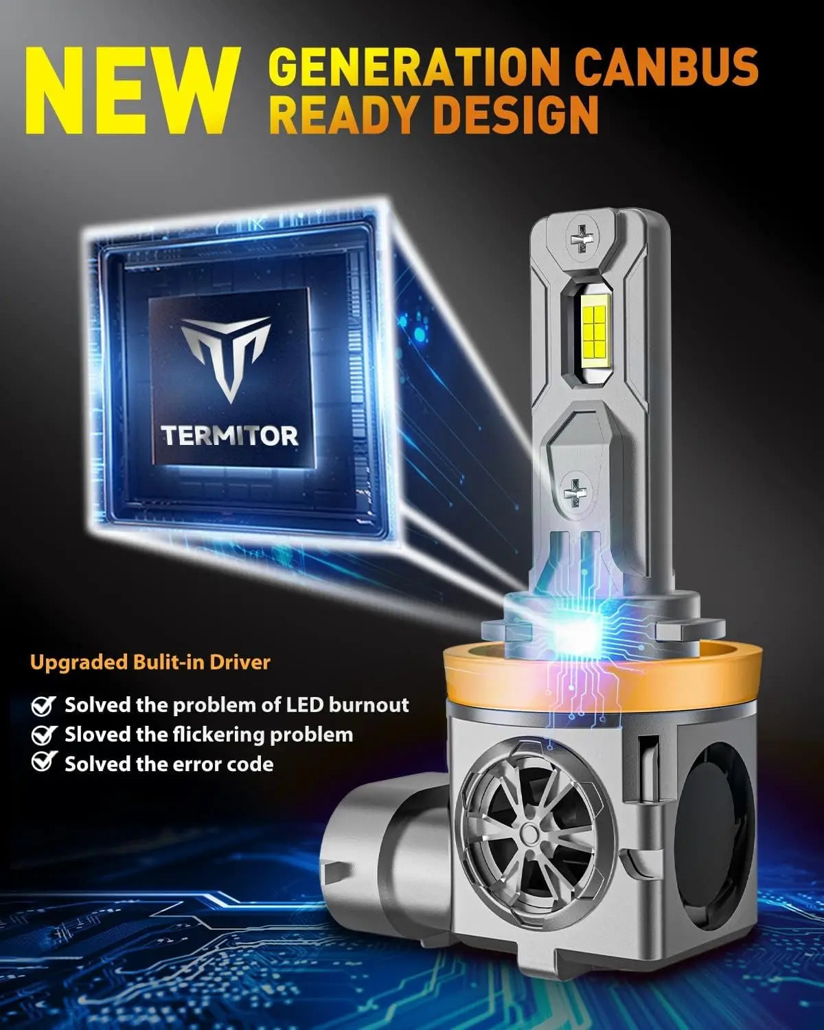 طقم مصابيح ضباب LED جاهز للكانباك من الجيل الجديد مع درايفر مُحسَّن