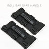 A black roll bar grab handle with a textured grip is shown against a white background.