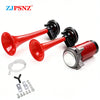 Red dual tone air horn kit with compressor and mounting hardware for vehicles